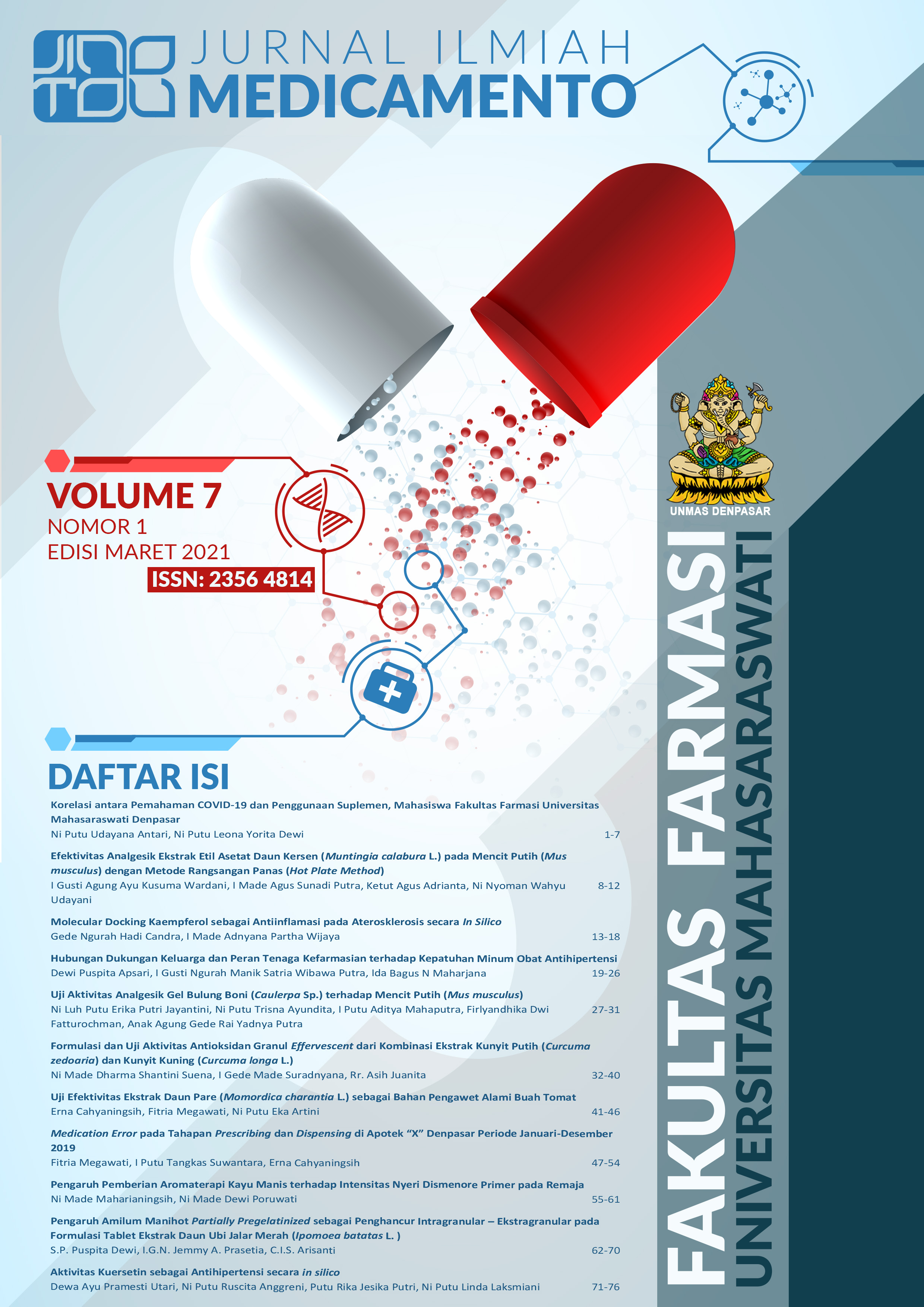 					View Vol. 7 No. 1 (2021): Jurnal Ilmiah Medicamento
				