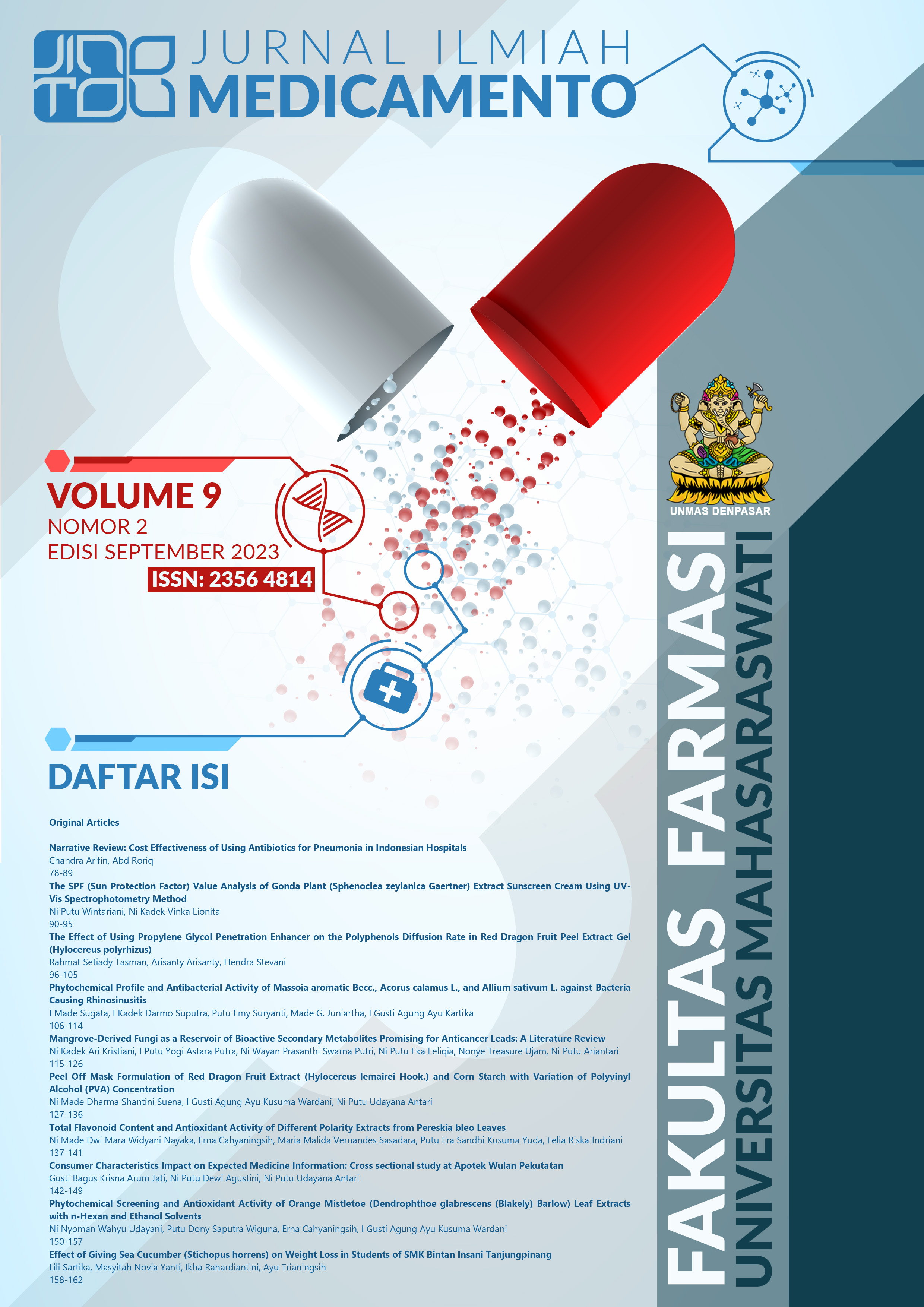 					View Vol. 9 No. 2 (2023): Jurnal Ilmiah Medicamento
				