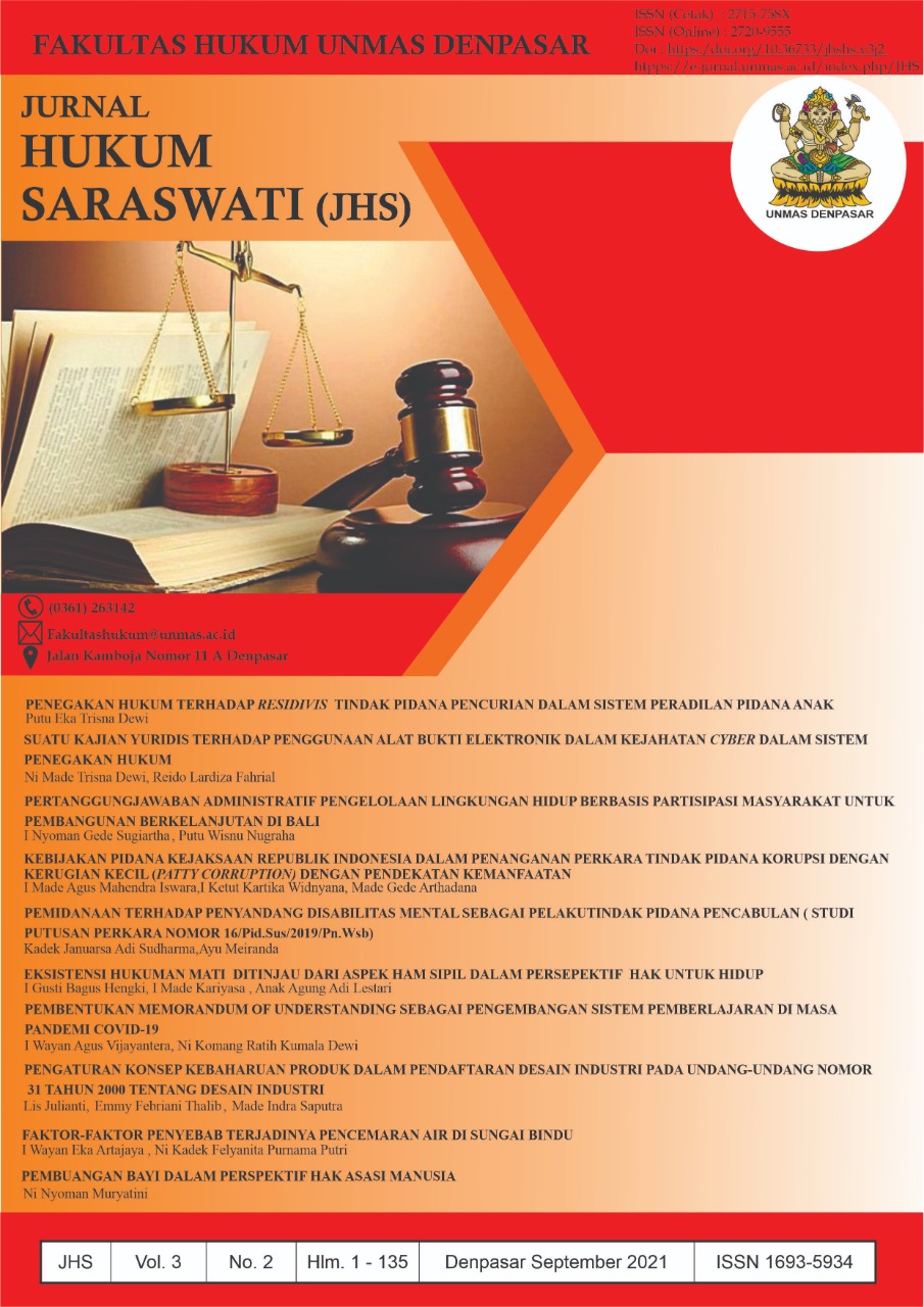 					View Vol. 3 No. 2 (2021): Jurnal Hukum Saraswati 
				