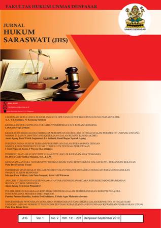 					Lihat Vol 1 No 2 (2019): Jurnal Hukum Saraswati 
				