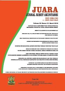 					View Vol. 8 No. 1 (2018): Jurnal Riset Akuntansi (JUARA)
				