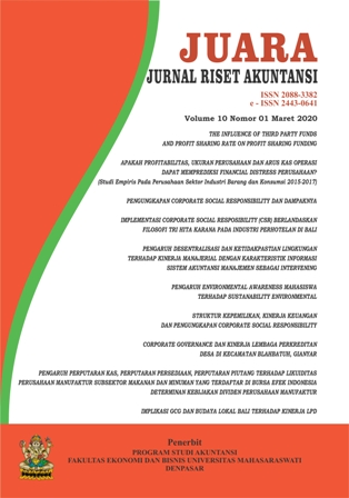 					View Vol. 10 No. 1 (2020): Juara: Jurnal Riset Akuntansi
				