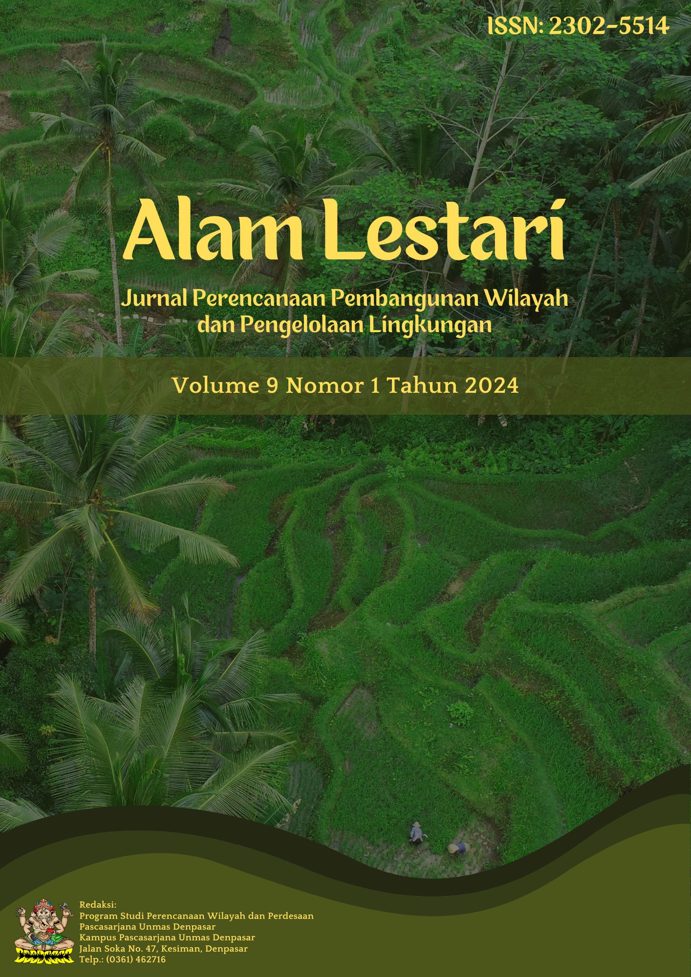 					View Vol. 9 No. 1 (2024): Alam Lestari: Jurnal Perencanaan Pembangunan Wilayah dan Pengelolaan Lingkungan
				