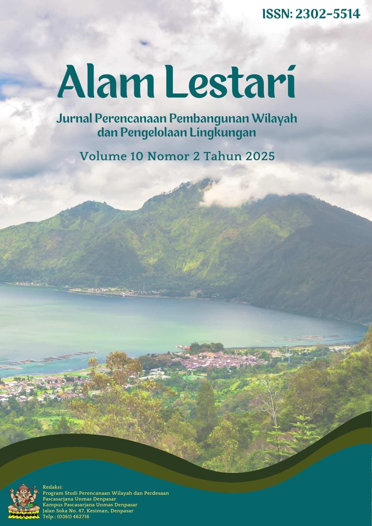 					View Vol. 10 No. 2 (2025): Alam Lestari: Jurnal Perencanaan Pembangunan Wilayah dan Pengelolaan Lingkungan
				