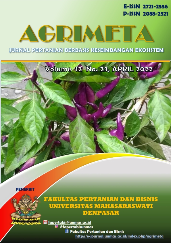 					View Vol. 12 No. 23 (2022): Agrimeta: Jurnal Pertanian Berbasis Keseimbangan Ekosistem
				