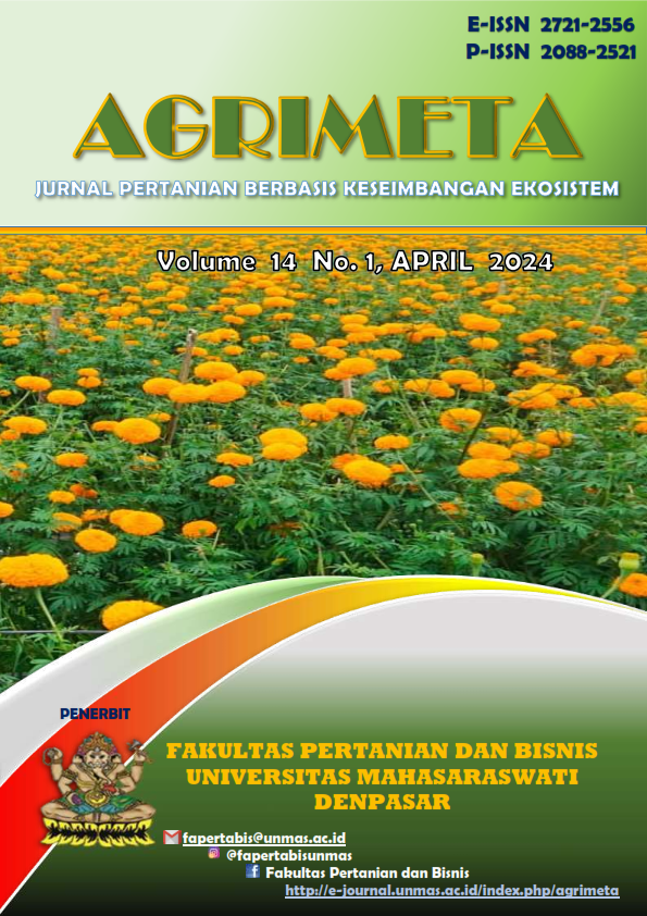 					View Vol. 14 No. 1 (2024): Agrimeta: Jurnal Pertanian Berbasis Keseimbangan Ekosistem
				