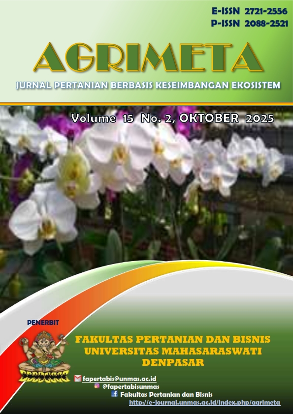 					View Vol. 15 No. 2 (2025): Agrimeta: Jurnal Pertanian Berbasis Keseimbangan Ekosistem
				
