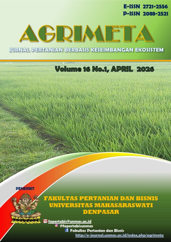 					View Vol. 16 No. 1 (2026): Agrimeta: Jurnal Pertanian Berbasis Keseimbangan Ekosistem
				