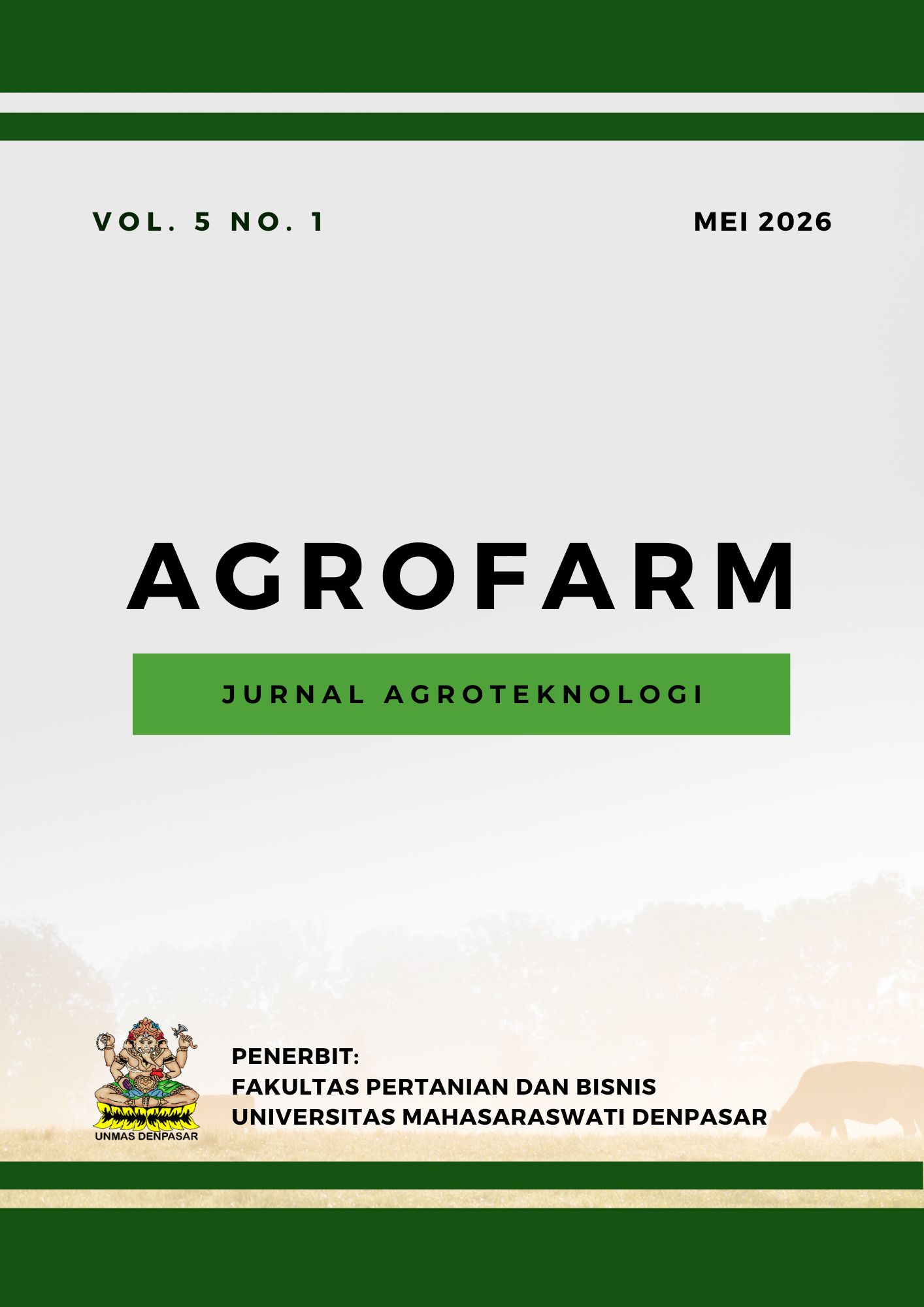 					View Vol. 5 No. 1 (2026): AGROFARM (JURNAL AGROTEKNOLOGI)  
				