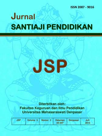 					View Vol. 5 No. 2 (2015): Jurnal Santiaji Pendidikan (JSP)
				