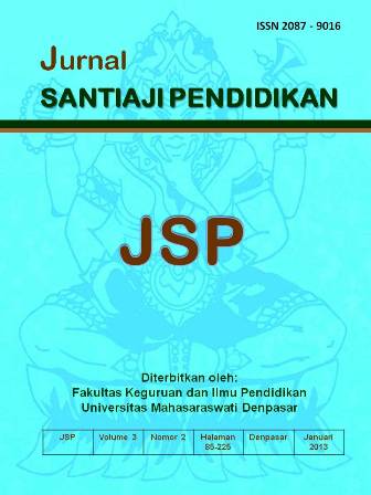 					View Vol. 3 No. 2 (2013): Jurnal Santiaji Pendidikan (JSP)
				