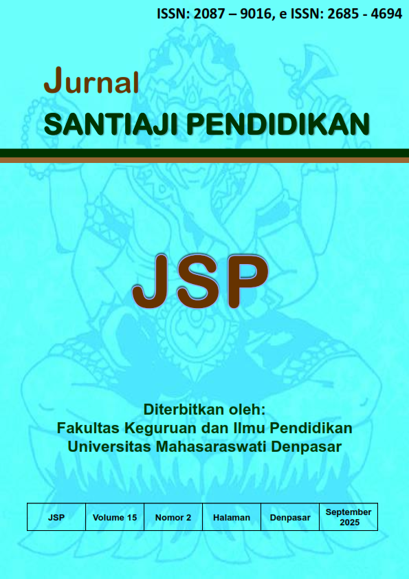 					View Vol. 15 No. 2 (2025): Jurnal Santiaji Pendidikan (JSP)
				