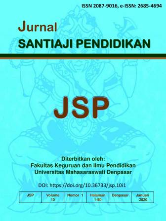 					View Vol. 10 No. 1 (2020): Jurnal Santiaji Pendidikan (JSP)
				