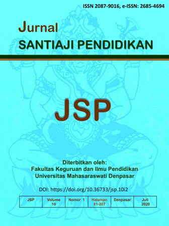 					View Vol. 10 No. 2 (2020): Jurnal Santiaji Pendidikan (JSP)
				