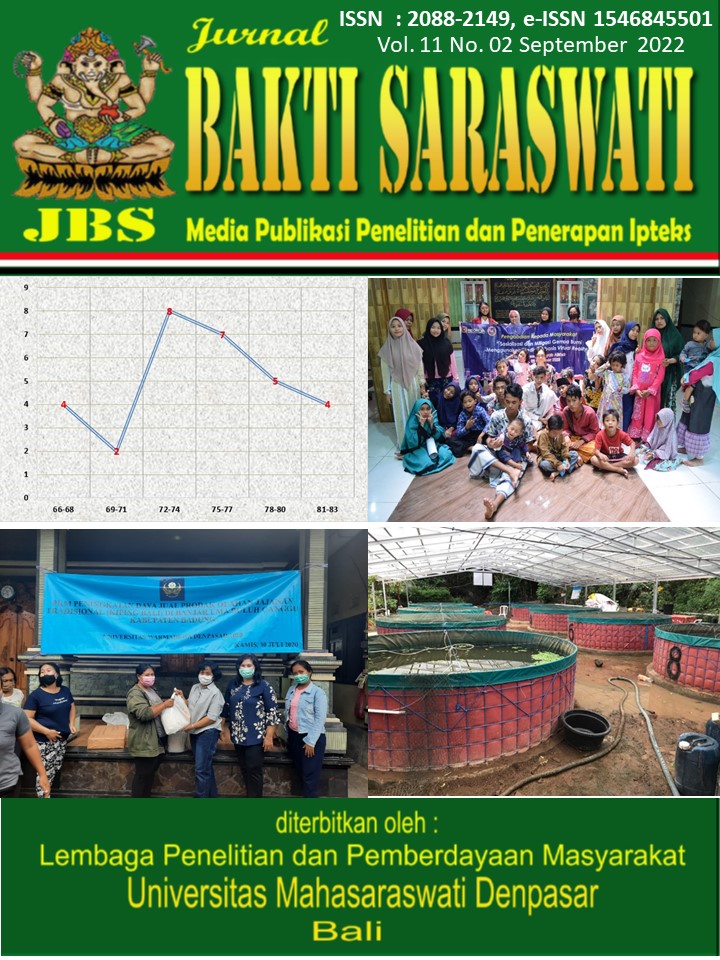 					View Vol. 11 No. 2 (2022): Jurnal Bakti Saraswati (JBS): Media Publikasi Penelitian dan Penerapan Ipteks
				