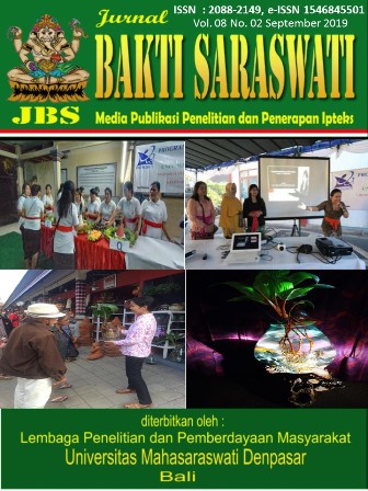 					View Vol. 8 No. 2 (2019): Jurnal Bakti Saraswati (JBS) : Media Publikasi Penelitian dan Penerapan Ipteks
				