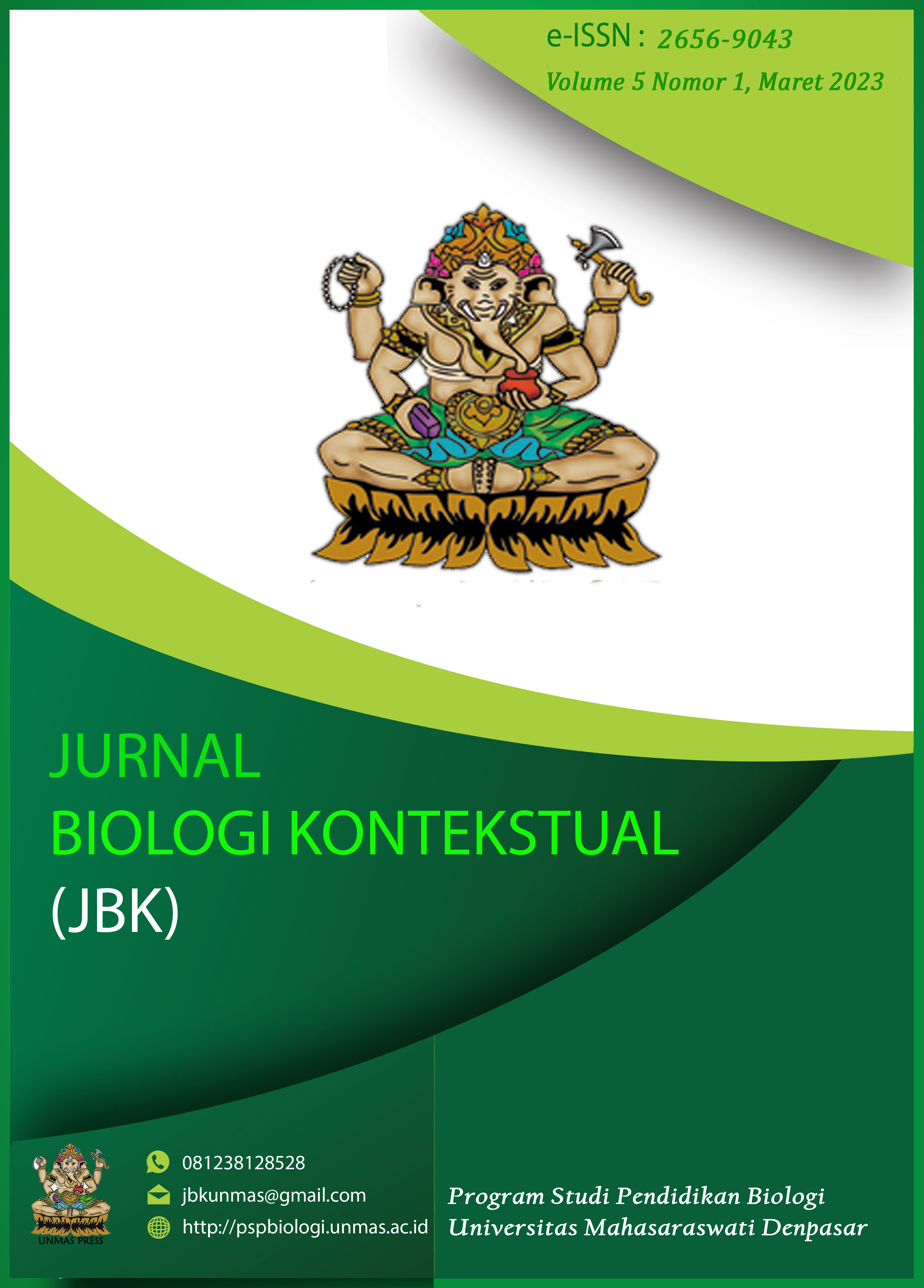 					View Vol. 5 No. 1 (2023): Jurnal Biologi Kontekstual
				